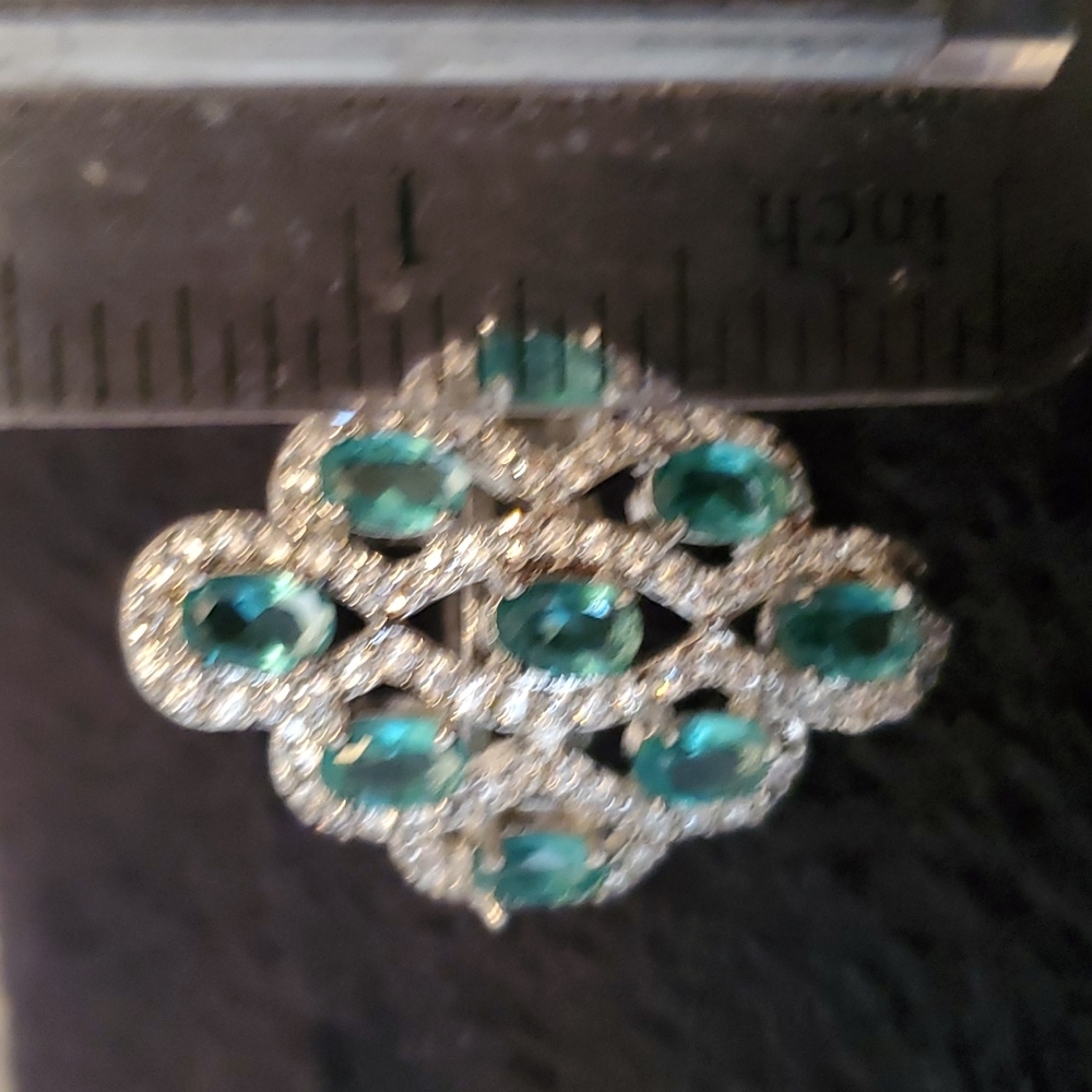 Sterling Silver Large Blue Topaz Ring 7 - Picture 6 of 7
